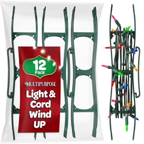 SEWANTA Christmas Lights Storage Holder [Set of 12] All-Purpose Light Cord Wind Up - Holiday Light Storage - Christmas Light Organizer for Extensions Cords, Garland, Beads - Made To Last