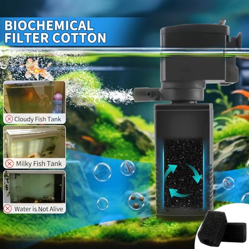 Image of coospider-repta Fish Tank Filter for 15-40 Gallon Tank, 160 GPH Crystal Clear Powerful Internal Aquarium Filters Submersible Pump& Filter System for Fish Tank & Turtle Tank