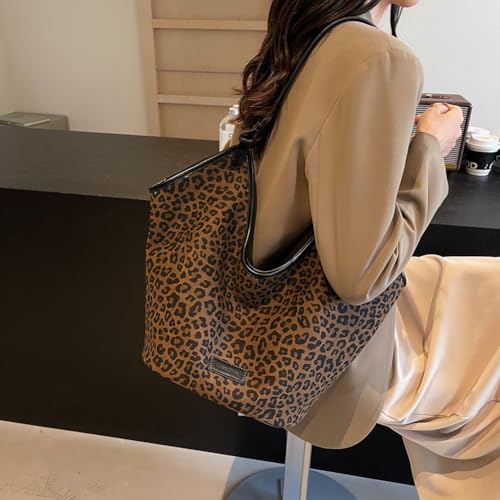 Image of YFGBCX Suede Bags for Women Crossbody Bags Cheetah Hobo Bag Leopard Bags for Women Large Capacity Work Tote Bag