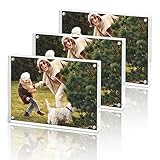 Fixwal Acrylic Frame, Clear Picture Frame 8x10, Set of 3, Magnetic Photo Frame, 10mm Clear Glass Frame, Wedding Table Numbers, Glass Table Top, Frameless Photo Frame