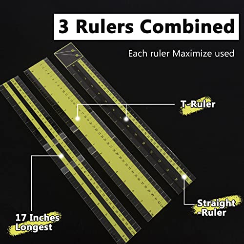 T-Shirt Alignment Ruler Guide Tool to Center Designs Acrylic Transparent Movable T Ruler Set for Heat Press Adult Kids Children Little Boys Tee Clothing Measurement Tool