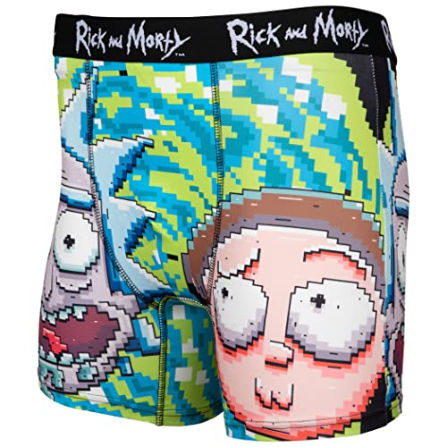 Rick and Morty with Portal Pixelated Boxer Briefs2