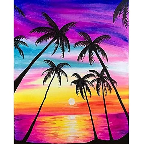DIY 5d Diamond Painting kit for Adults Diamond Art kit，Round Diamond Painting Full Coverage of Diamonds are Used for Home Wall Decoration(Coconut Trees by The Sea A11.81"*15.75") Cover