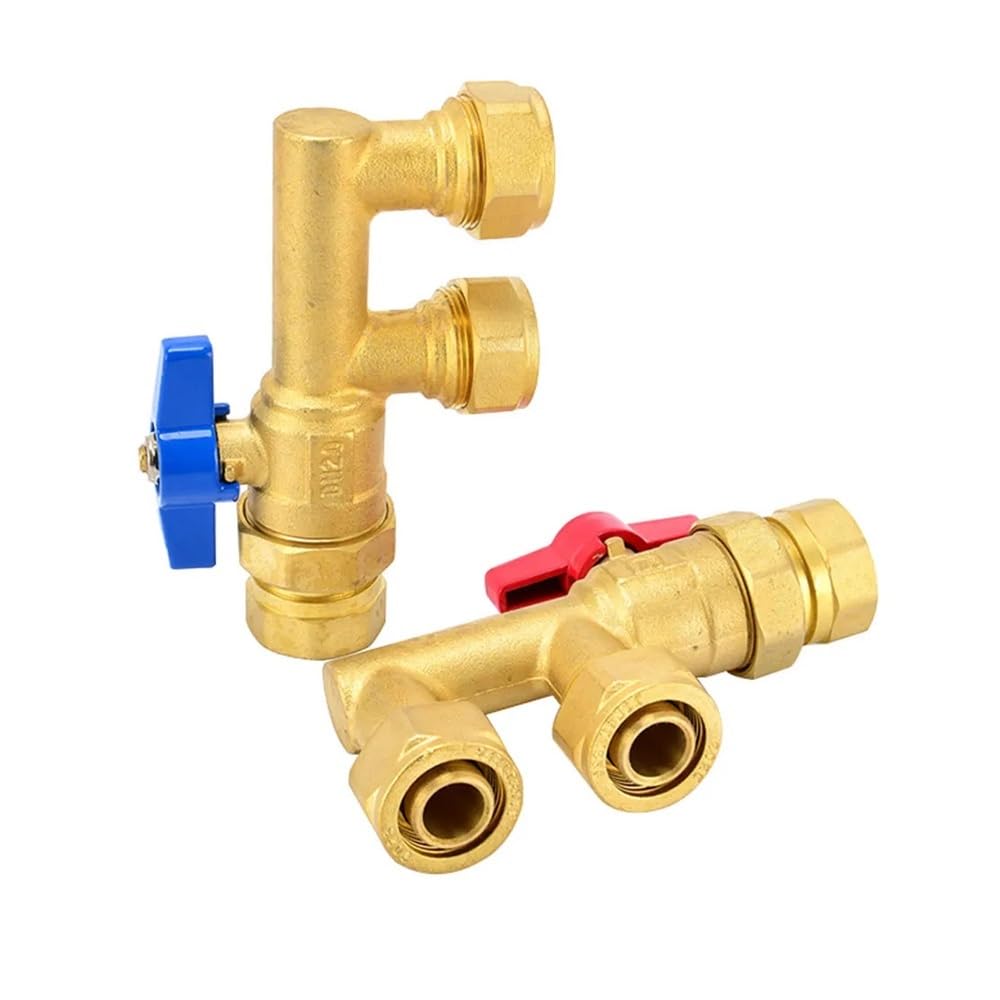 3/4" 1" Male X 1620 2025 2632 PEX-AL-PEX Brass 3 Port F-Shape Ball Valve Sub-floor Heating Water Splitter ICXLPMC(1",2025 BLUE HANDLE_MALE)