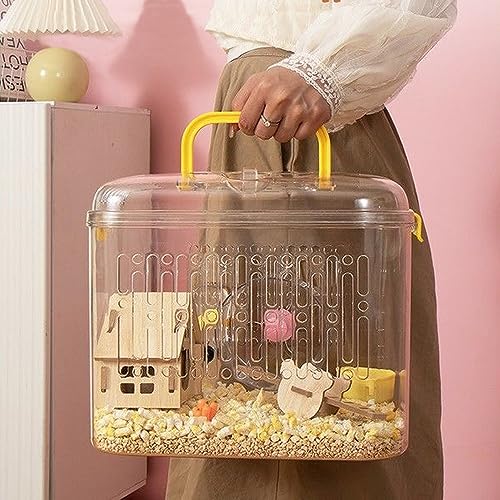 IYOIYA ハムスター キャリーケース 透明 大きめ キンクマ お出かけ キャリー 給水器付き 通院 帰省 移動 避難 持ち運び モルモット デグー うさぎ フェレット クリア ケージ
