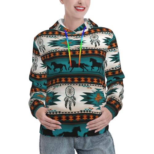 Sweat à capuche imprimé cheval EdWal pour femme avec poche kangourou et coupe ajustée