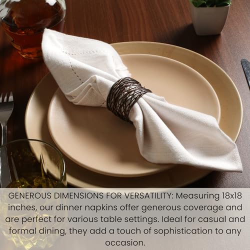 Cote De Amor 2301 Linen Hub Set Of 12 Cotton Cloth Dinner Napkins 18X18 Inches - Soft Durable Washable thumb #3