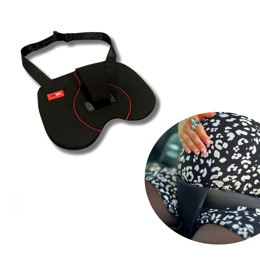 Baby Safe Cuscino Gravidanza per Auto – Cuscino Sedile per Donna Incinta con Guida per Cintura di Sicurezza – Posizione Più Comoda della Cintura – Regolabile – Lavabile – Nero