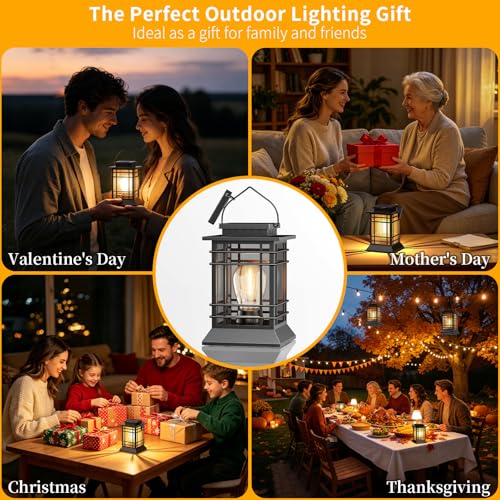 2 Pack Solar Lanterns Outdoor Waterproof, Upgraded Bright Hanging Solar Lights for Outside, Auto On/Off Solar Powered Lanterns Decorative Outdoor for Garden Patio Yard Table Patio Porch Tree Decor by YDHOK - Image 7
