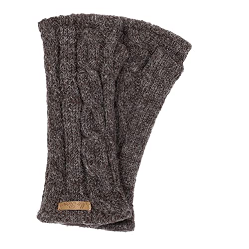 McRon Damen Gestrickte Pulswärmer Emily Naturdunkelbraun 91