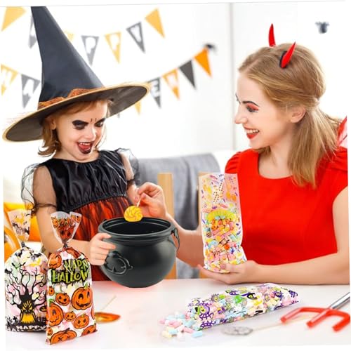 Caldero de plástico Halloween 9 piezas con asas cuenco para dulces 4