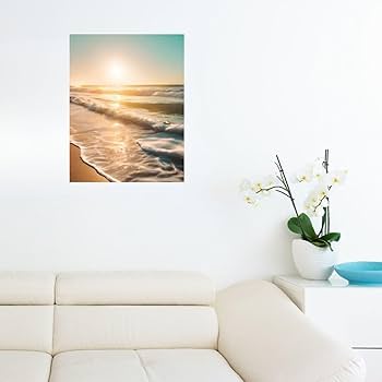 売却済み☆アクリル画 海 ビーチ 朝陽 朝焼け Beach Acrylic 売却済み