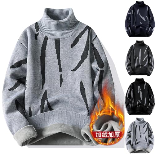 Cambkatl Men's Fleece Lined Turtleneck Pullover Sweaters - Long Sleeve Knitted Stretch Casual 2025 Fall Winter Sweater Tops2