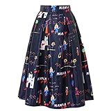 Material: Polyester FSDFASS Röcke Kinder Cartoon Charakter Graffiti Gedruckt Midi Röcke Womens Lustige Sommer Hohe Taille Faltenrock