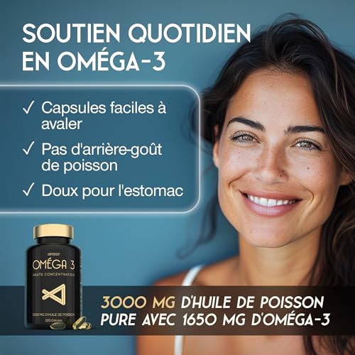 Oméga 3 Huile de Poissons Sauvages - 3000mg Triple Concentration - EPA 990mg & DHA 660mg - 120 Gélules Omega3 - Soutien Cardiaque, Vision, Cérébrale – Image 3