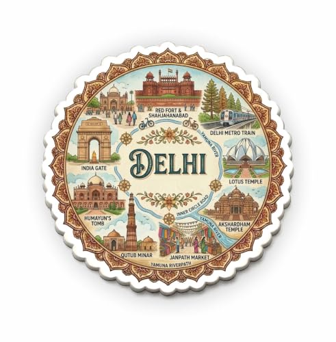 Image of Delhi Textured Finish Acrylic Fridge Magnet - UV Texture Printed, Stylish Multicolor Magnet for Fridge, Wardrobe & Metal Surfaces, Pack of 1 (Delhi 1)