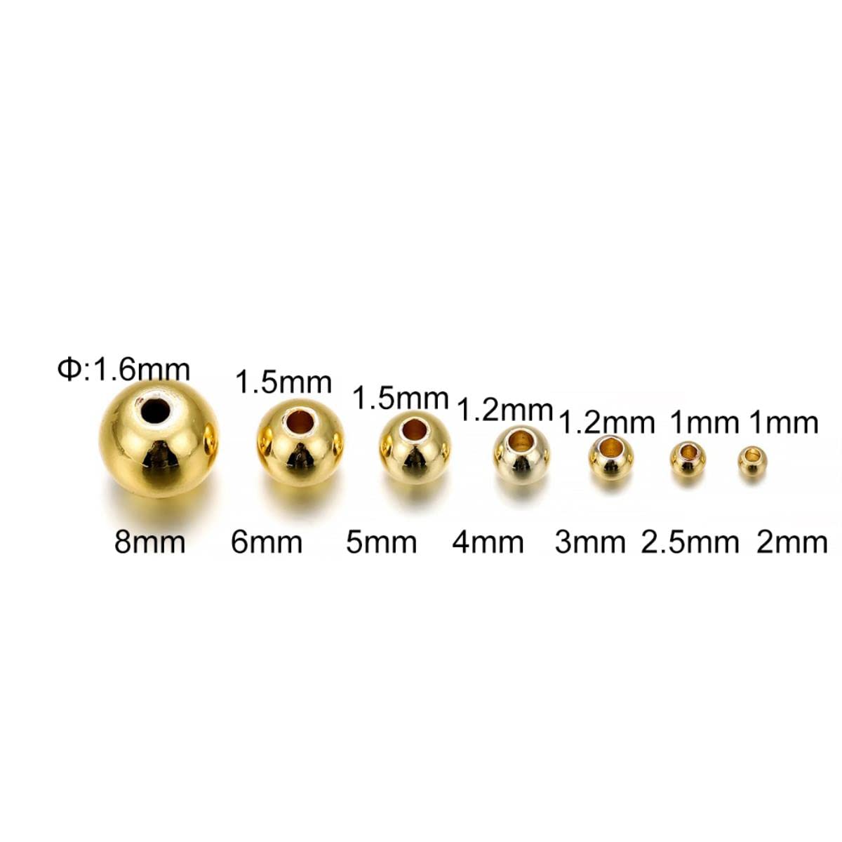 Perles D'entretoise Rondes – Or Massif 14 Carats – Fait Main – Lot Pour Création Bijoux