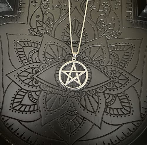 Sterling Silver Pentacle Pentagram Star Pendant Necklace 18"2