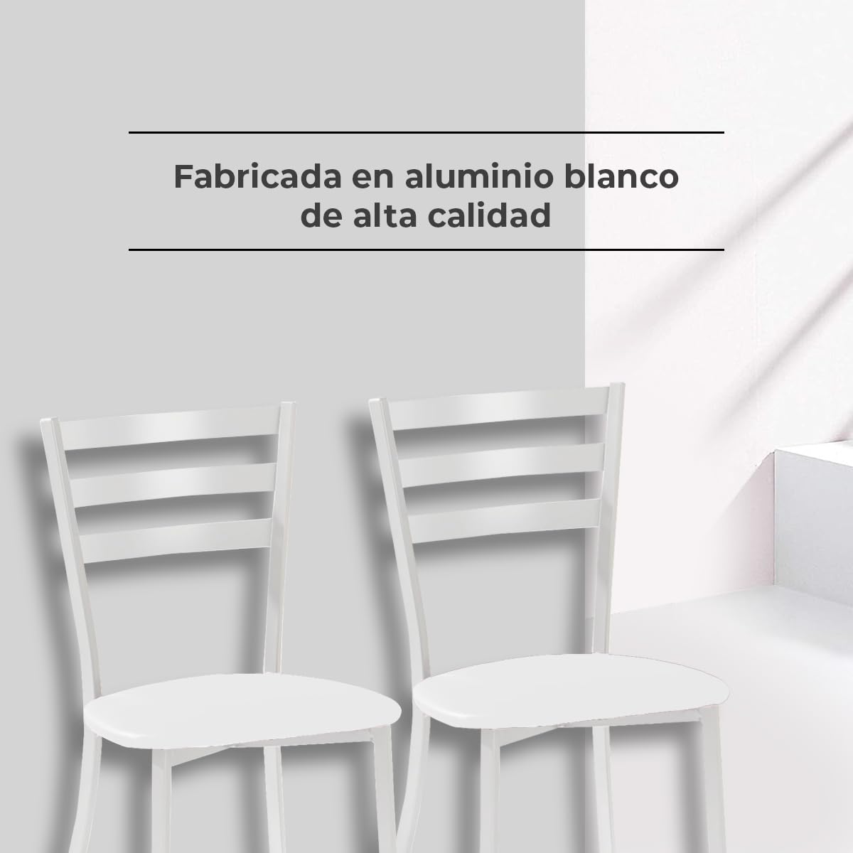 ASTIMESA SCMBLBL Due sedie da cucina, metallo, bianco, altezza della seduta 45 cm