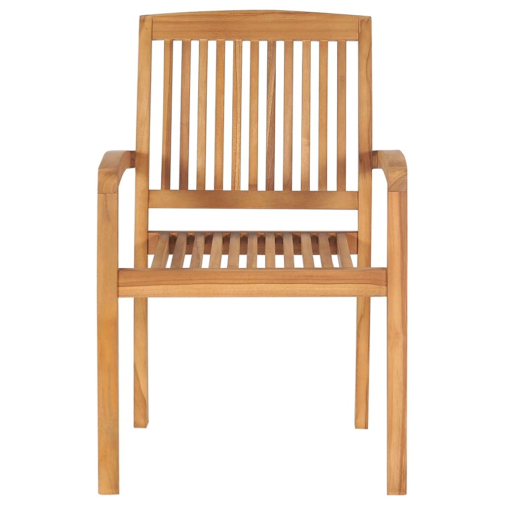 Set di 2 sedie da pranzo da giardino, impilabili, in legno massello di teak, rustiche con braccioli, per terrazza, giardino e balcone, sedie in legno resistenti alle intemperie, 60 x 57,5 x