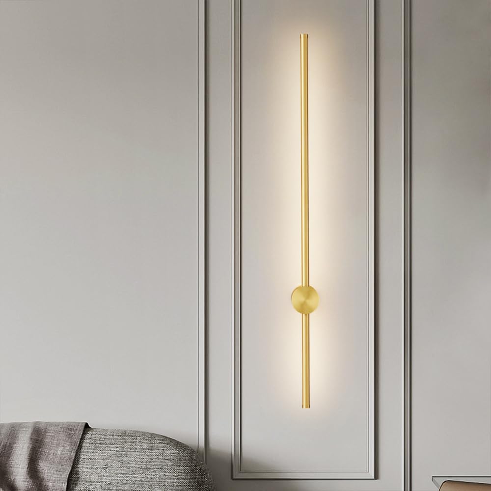 Lampada da Parete per Interni, a Striscia, lineare, in Ottone, con Paralume in Silicone Bianco, Applique a LED Moderne, luci Creative orientabili e Regolabili a 360° per Comodino.