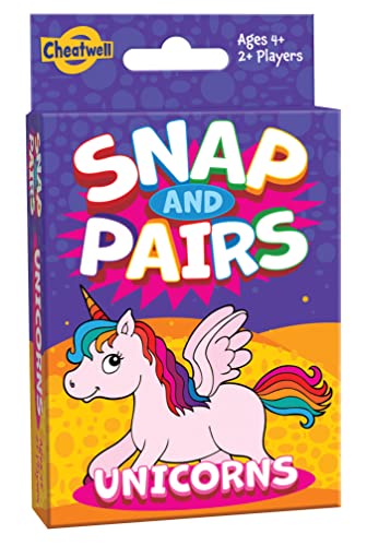 Cheatwell Games Snap + Pairs Unicorn Card Game - Classic Fun Game Of Snap With A Pairs Memory Game - For Ages 4 And Over Red