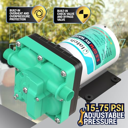 Image of LATCH.IT RV Water Pump 12V | 5.5 GPM 50 PSI Camper Water Pump | 7 Ampere 12V WaterPump | Self Priming 12Volt WaterPump with Pressure Switch | Quiet 12 Volt Pumping Device Filter & Fittings Included