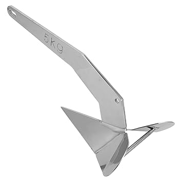 KTM Healthcare Plow Boat Anchor, Boat Hardware 5KG Boat Anchor Marine Boat Anchor High-Strength Stainless Steel Maximum Tensile Strength for Marine Ship from 15 28ft