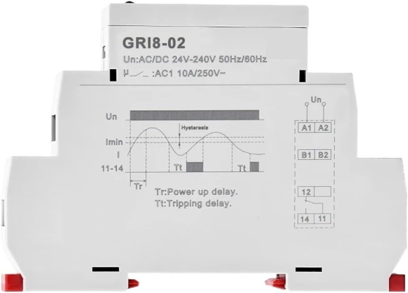 1pcs GRI8-01/02 Under Current Sensor Relay AC 24V-240V Current Control Relays 0.05A 1A 2A 5A 8A 16A Over Current Relay