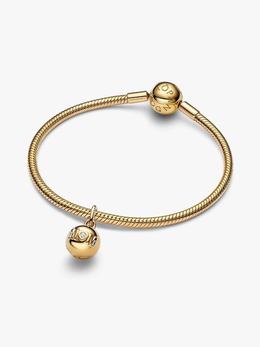 PANDORA Charm Mama zawieszka otwierana z 14-karatowym złotem, zawieszka z grawerunkiem "Ich liebe dich und Cubic Ziria", kompatybilna z Moments ME, 764457C01