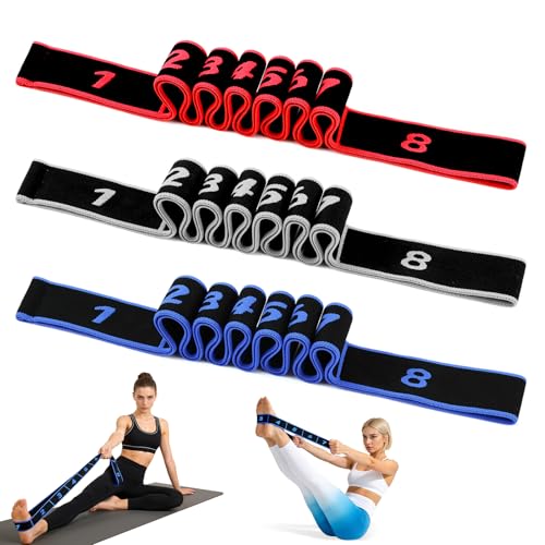 Fitness Resistance Bands with Handles 2026 Upgrade Fitness Resistance Band for Stretching and Yoga Fashion Puller Exercise Adjustable Leg Stretcher Bands for Full Body Stretching Shaping (3pcs-B)