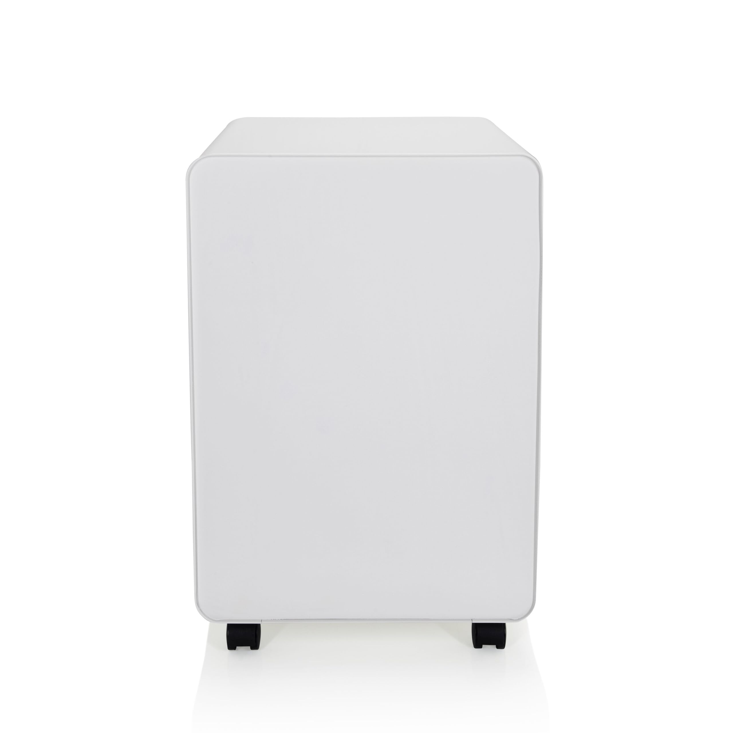 HJH Office 743015 Piedistallo mobile COLOR PLUS I Acciaio Bianco Cassettiera con rotelle, cartella sospesa A4, chiusura a chiave