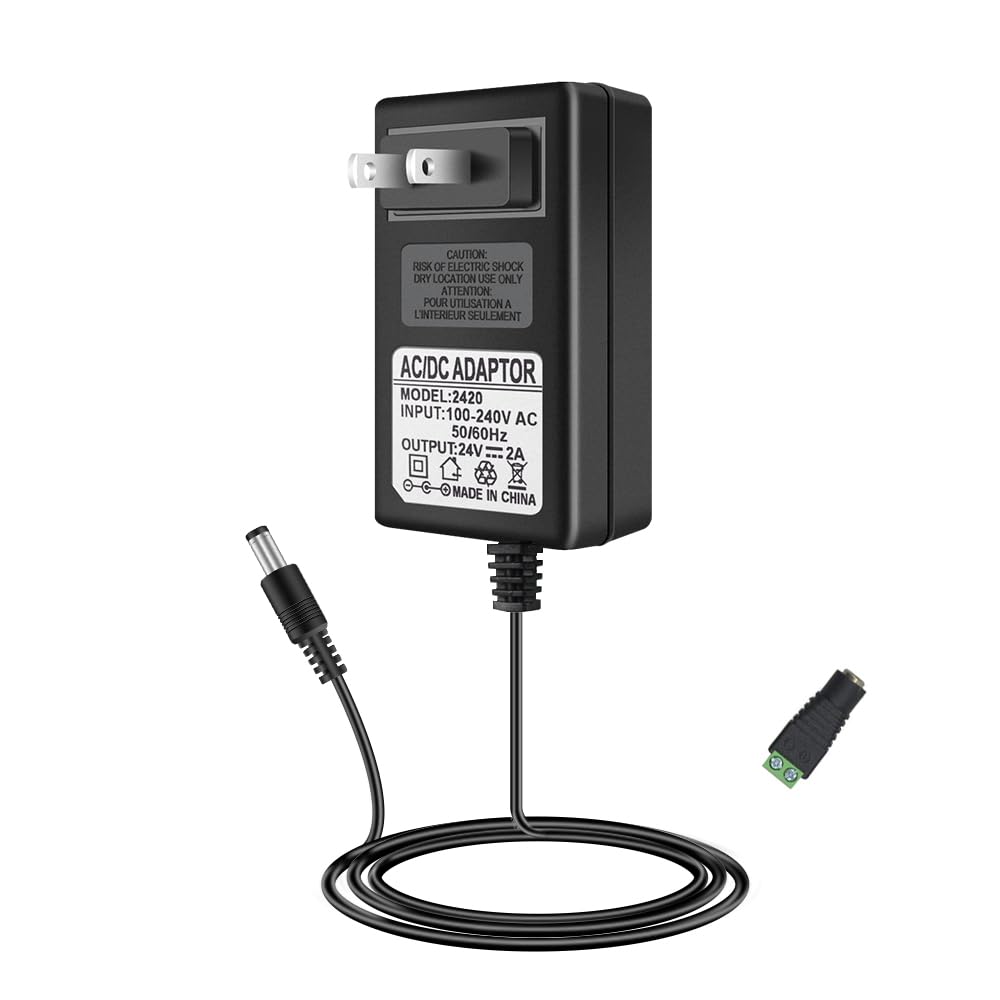 24V Power Supply, 2A 48W LED Lights Power Adapter, 100-240V AC to 24V DC Transformer, Wall Plug Power Supply for LED Strip Lights