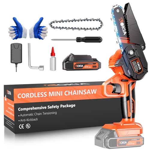 AOKIA Electric Mini Chainsaw Cordless, Small Hand held 20V Power Battery With Charger Saw Powered Operated Household and Garden for Cut Tree Trimming Wood Cutting Gifts for Father Husband Men&Mother