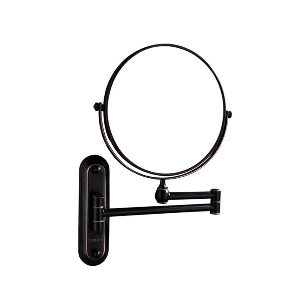 Specchio da trucco cosmetico Specchio da bagno estensibile girevole Specchio da trucco normale con ingrandimento 7X Specchio di bellezza pieghevole(Noir)