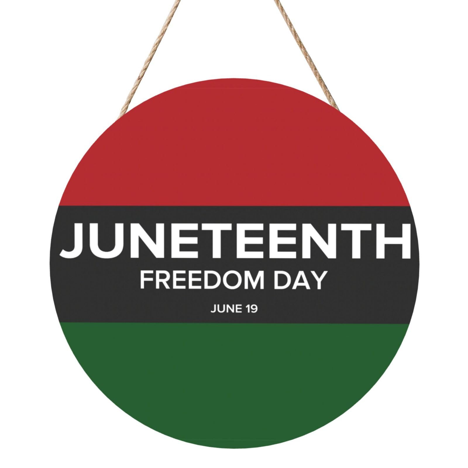 Juneteenth June 19 Freedom Day Door Signs Plaques Wood Welcome Sign For Front Door Wall Hanging For Home Farmhouse Office Classroom Party Decoration