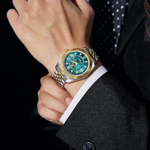 Image of Longbo Trident 83831 Analog Watch with Studded Dial Accents, Stainless Steel Bracelet, Luminous Hands & Date Display | Men | Office, Business, Formal & Gifting