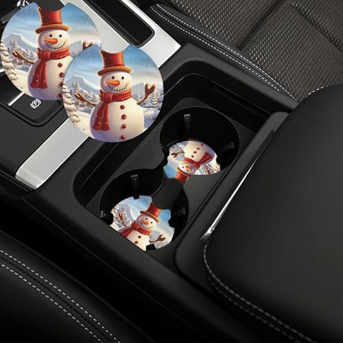 Portavasos para auto 2 unidades diseño muñeco de nieve miniatura 1