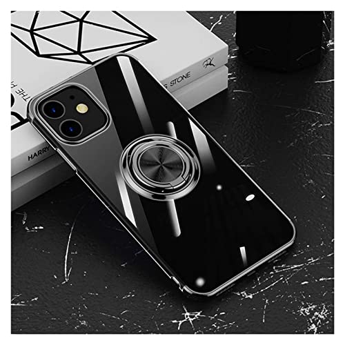 Coque de protection iPhone 12 antichoc transparente avec bague rotative noir
