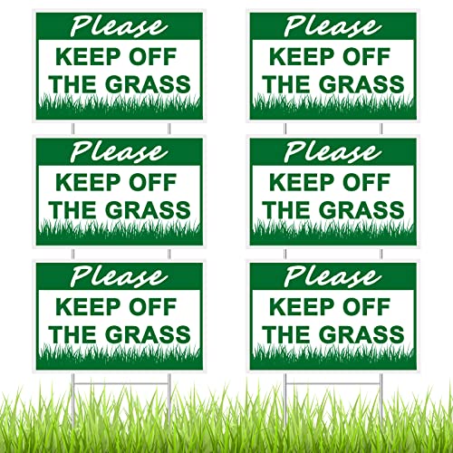 Juexica 2 Pcs 8 x 12 Inch Please Keep off Grass Sign Double Sided Plastic Lawn Garden Sign with 6 Strong H Stakes for Yard Decorations Dogs People Stay off Your Lawn Easy Install