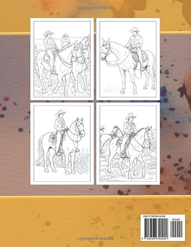 Cowboy Coloring Book For Adults: An Adult Coloring Book With Relaxing Illustration of Cowboys And Co