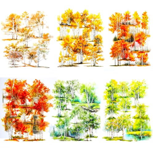 60 Pcs Forest Stickers Birch PET Tree Scrapbook Sticker, Natural Botanical Stickers for Scrapbooking, Journaling, Crafting, DIY Crafts, Waterproof Journaling Supplies & Junk Journal Ephemera