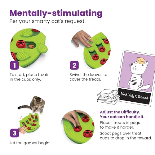 Catstages Nina Ottosson Interaktives Katzenspielzeug & Leckerli-Spender - Intelligenzspielzeug zur Selbstbeschäftigung, Fummelbrett für Katzen, langsames Fressen & Beschäftigung gegen Langeweile
