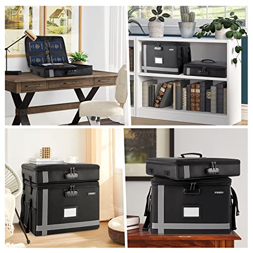 Fredi Fireproof Document Box With Double Lock 2 Layer File Storage Case Water-Resistant File Cabinet Portable Organizer Bag Collapsible With Reflective Strip For Letter Legal Size Folder Passport Laptop Certificates #TOP6