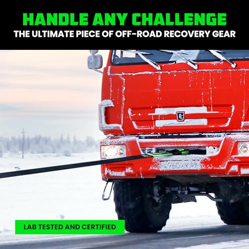 Image of Rhino USA Recovery Tow Strap (6 inch x 30') - 48,000lb Break Strength - Emergency Recovery Strap Tow Rope for Big Trucks, SUV, Backhoe, Excavators & More - Heavy Duty Towing Strap for Offroad 4x4 Use