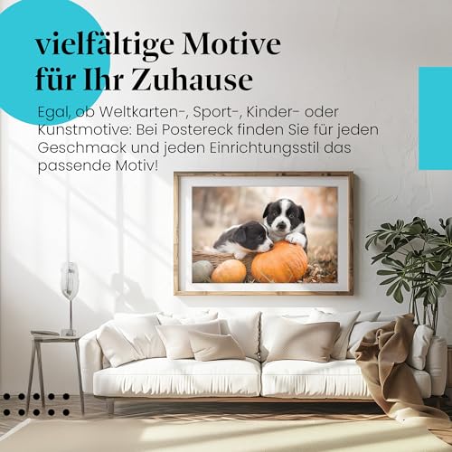 Postereck - 3776 - Hundewelpen, Tier Hund Kürbis Geschwister Natur - Wandposter Fotoposter Bilder Wandbild Wandbilder - Poster - DIN A4-21,0 cm x 29,7 cm