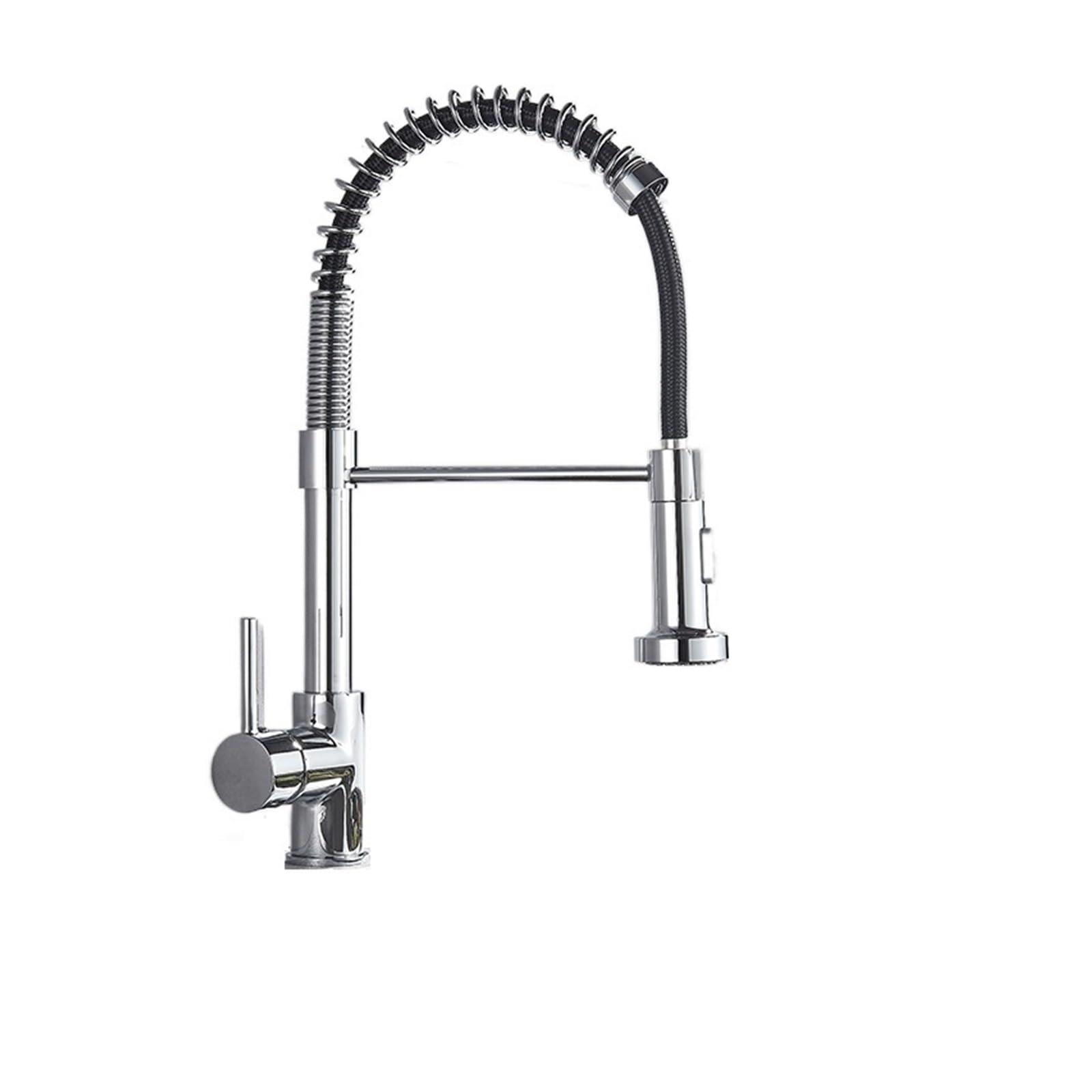 Robinet de cuisine à ressort en laiton chromé et mitigeur design pour évier