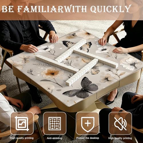 Tapete para Mahjong Boho Flor Mariposa 33x33 pulgadas miniatura 2