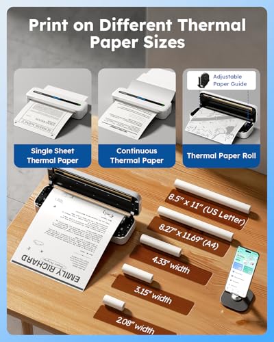 Phomemo Inkless Portable Printer, Portable Printers Wireless for Travel, M832 Bluetooth Thermal Mobile Printer for Phone Laptop, Support 8.5'' x 11'' & A4 Thermal Paper, for Office Home School