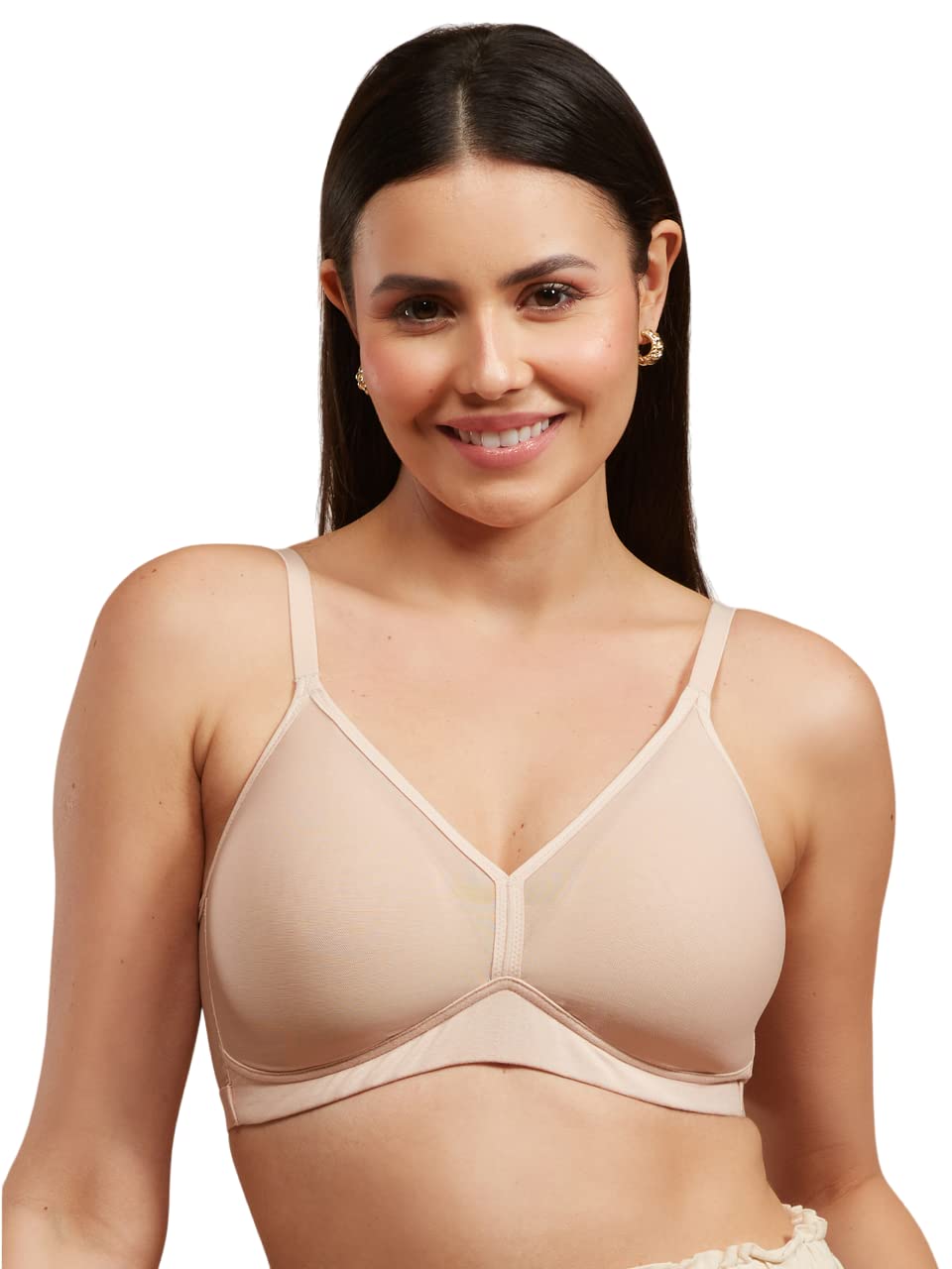 NYKDWomen's Everyday Casual T-Shirt Bra with Extra Wide Band Support,Comfy Cotton Breathable Solid Triangle Cups | Full Coverage | U-Back | Wirefree | Padded - NYB226